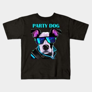Party Dog Synthwave Retro Kids T-Shirt